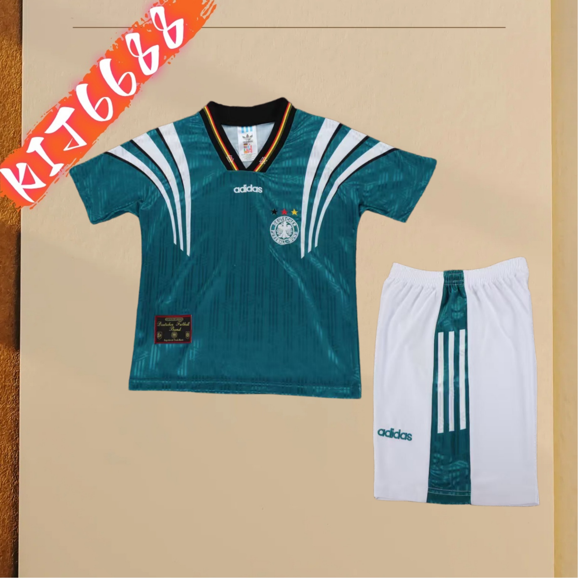 1996 Germany Away Retro Football Shirt ( Kids Kit )