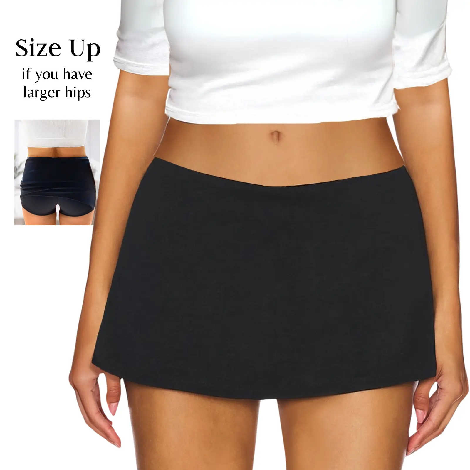 Women's Low Waist Micro Mini Skorts Skirt with Built-in Shorts Sexy Stretch Black Skirts Basic Outfits Elastic Waist summerwins
