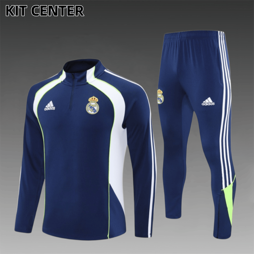 25/26 Real Madrid blue Half Zip Training Kit (Adult Kids Kit)