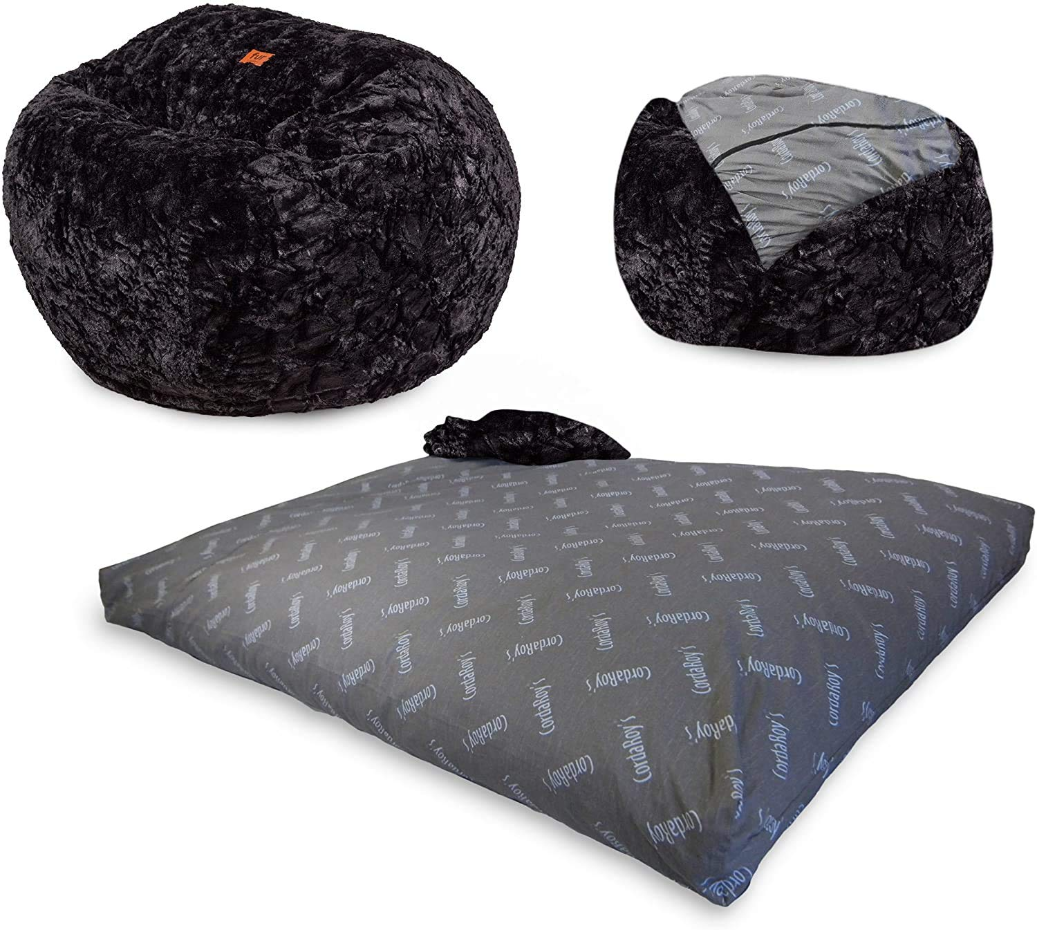 Faux Fur Bean Bag Chair, Convertible Chair Folds from Bean Bag to Bed, As Seen on Shark Tank