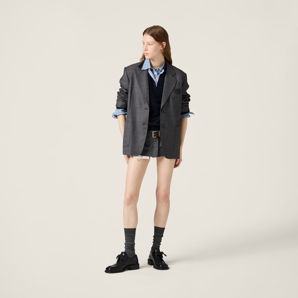 Prince of Wales checked wool jacket