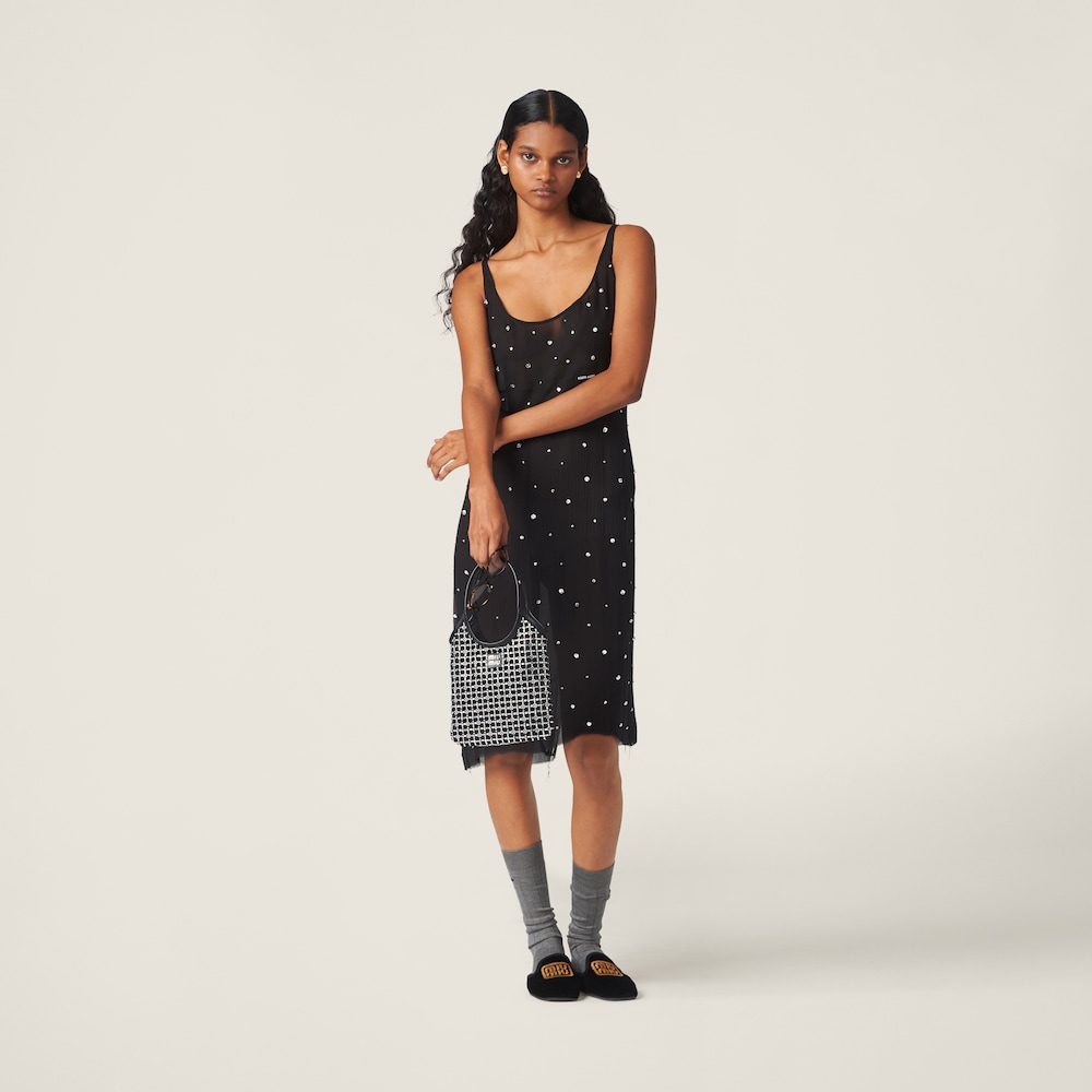 Embroidered chiffon dress