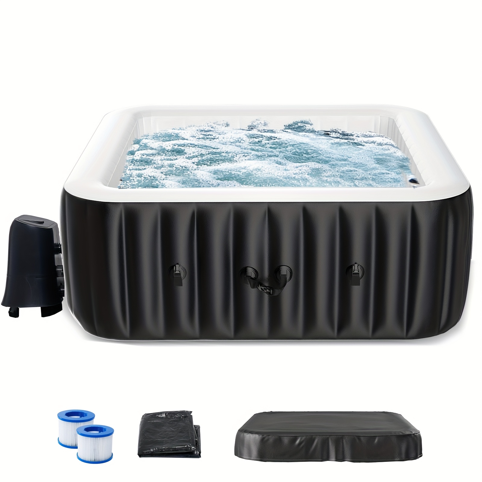 Square 6-person inflatable wave-making bathtub
