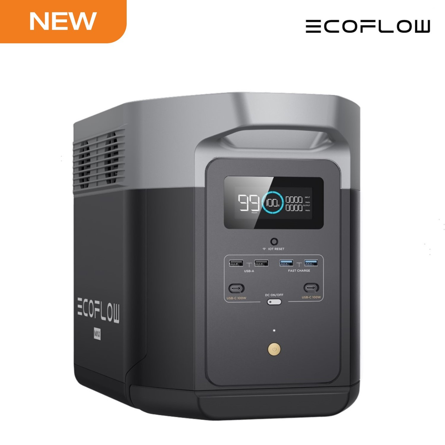 EcoFlow 1900Wh Lithium Iron Phosphate Battery Portable Power Station, DELTA 2 Max 1900, 2400W AC Output, up to 3400W X-BOOST Boost Function, Solar Power Bank, 1.5-hour full charge, suitable for home backup or outdoor use as a solar power station