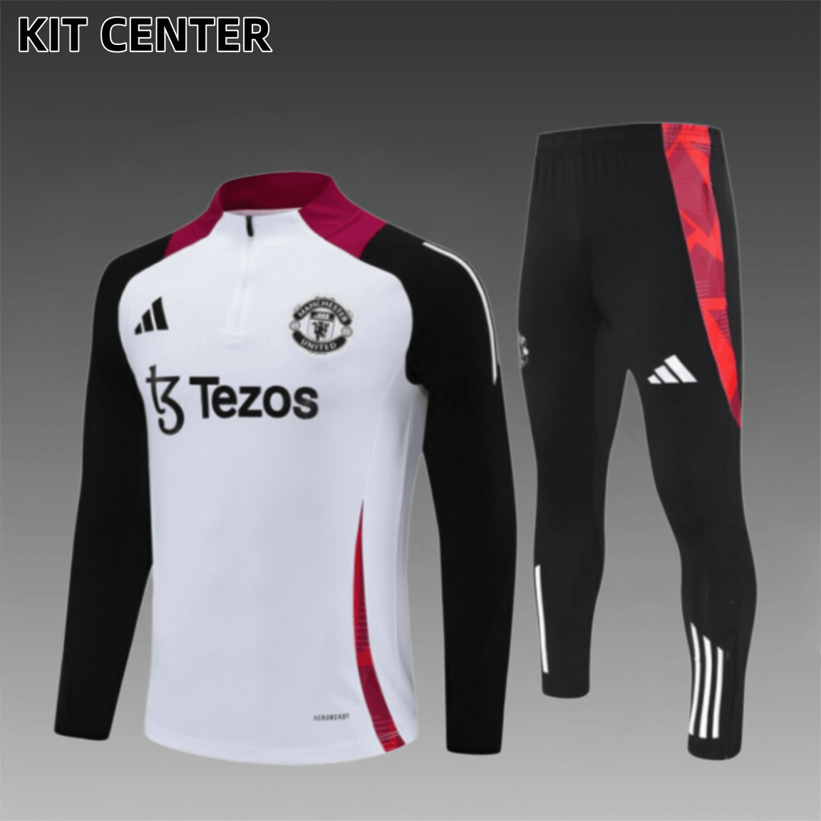 24/25 Manchester United white Half Zip Training Kit (Adult Kids Kit)