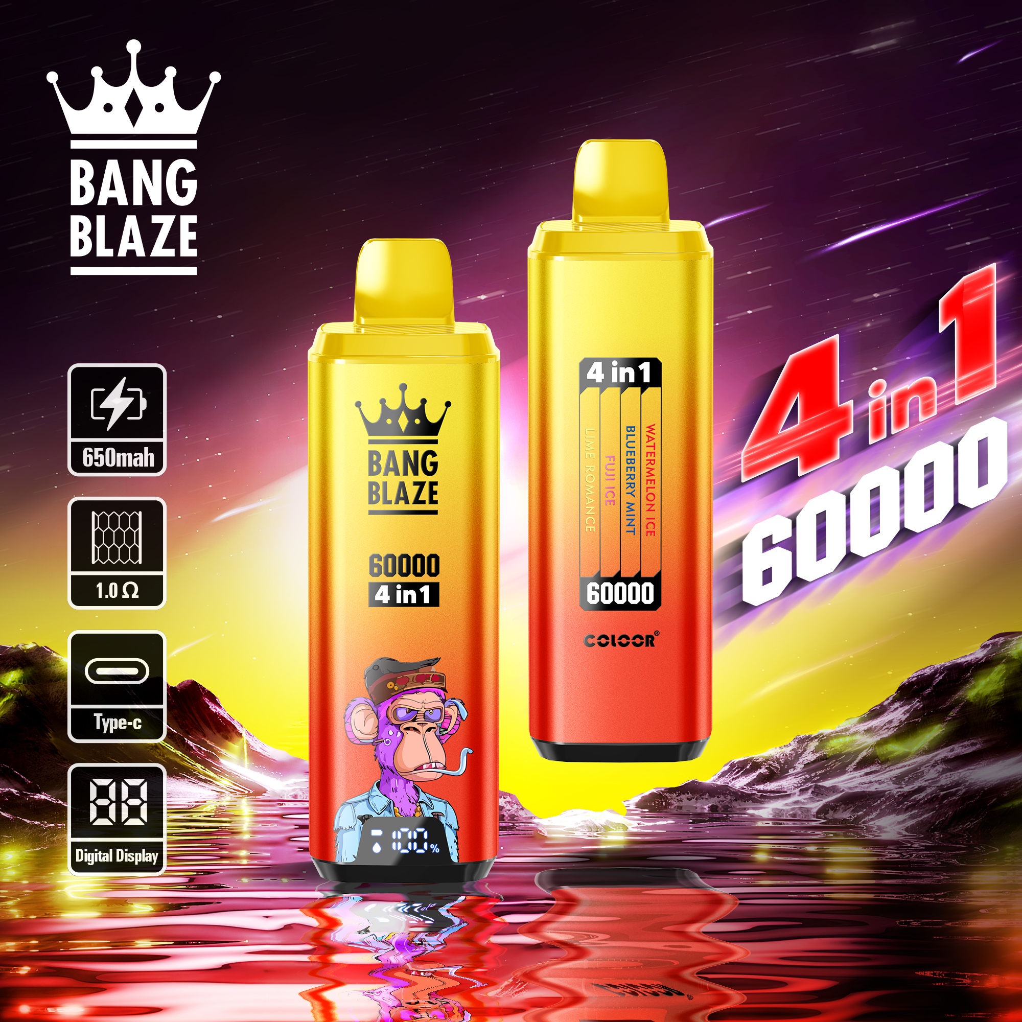 Bang Blaze disposable Vape 60K Puffs - 4 flavor in 1 Device