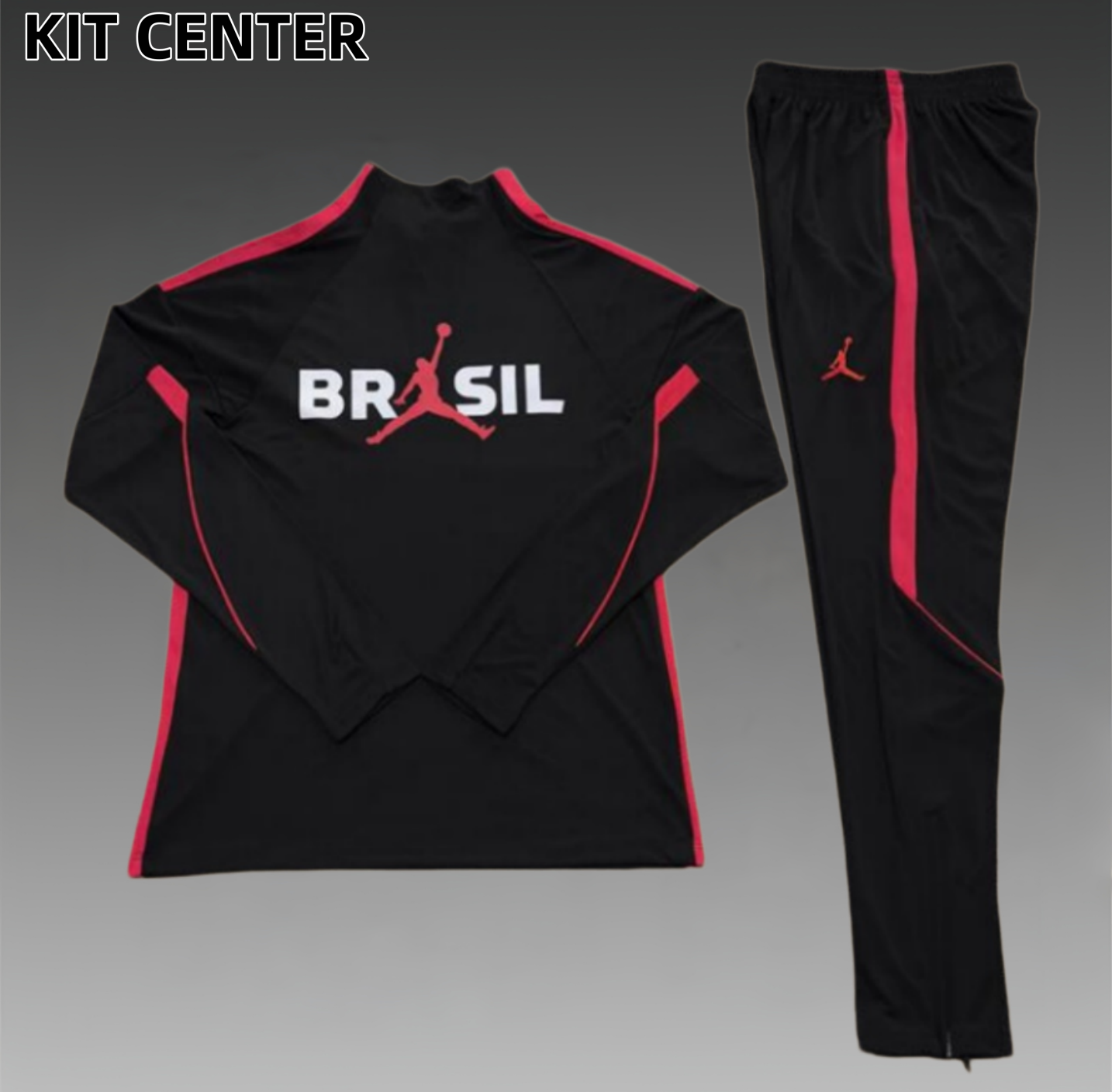 26/27 Brazil black Half Zip Training Kit (Adult Kids Kit)