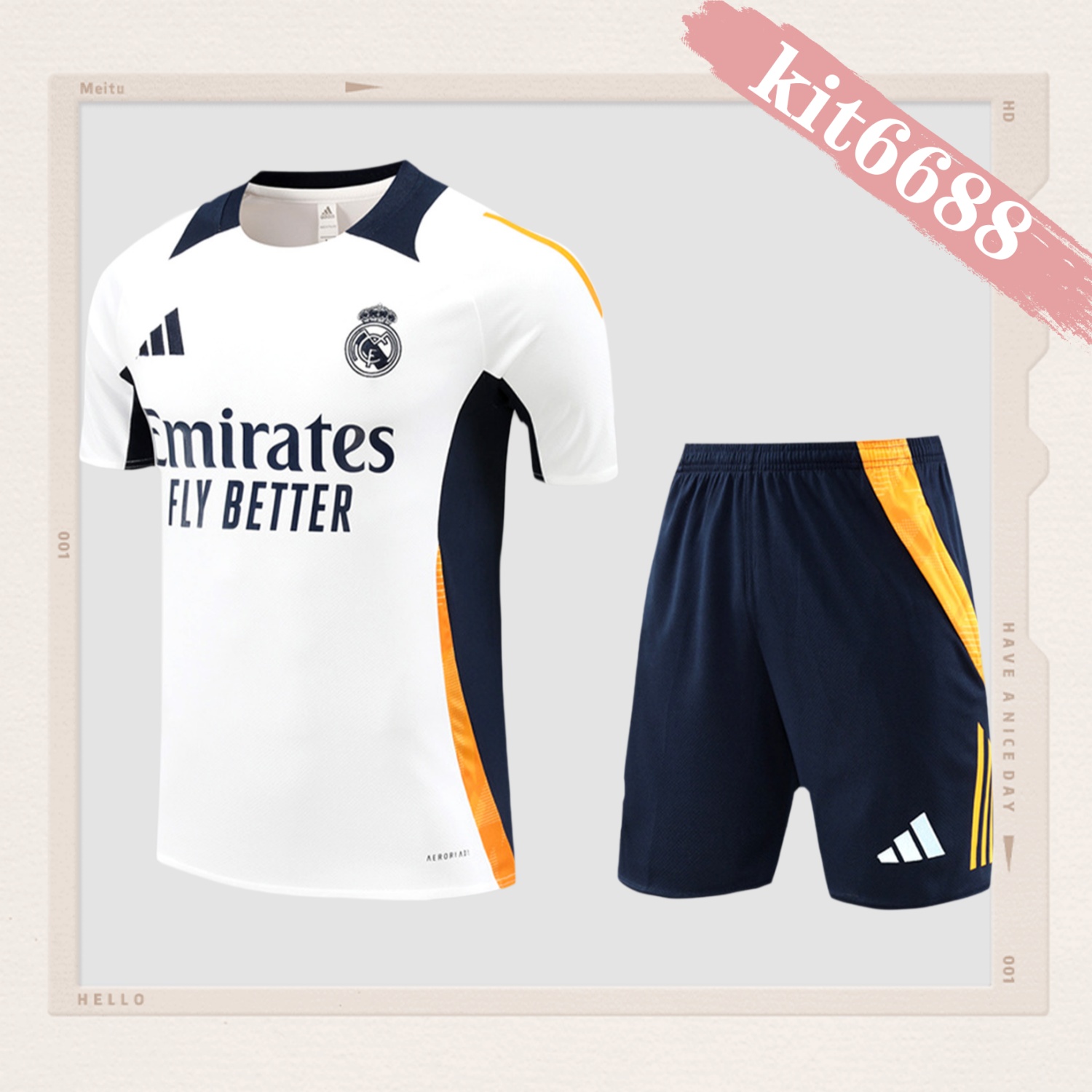 2024/2025 Real Madrid White Children's Short Sleeve Training Suit (Kids Kit)