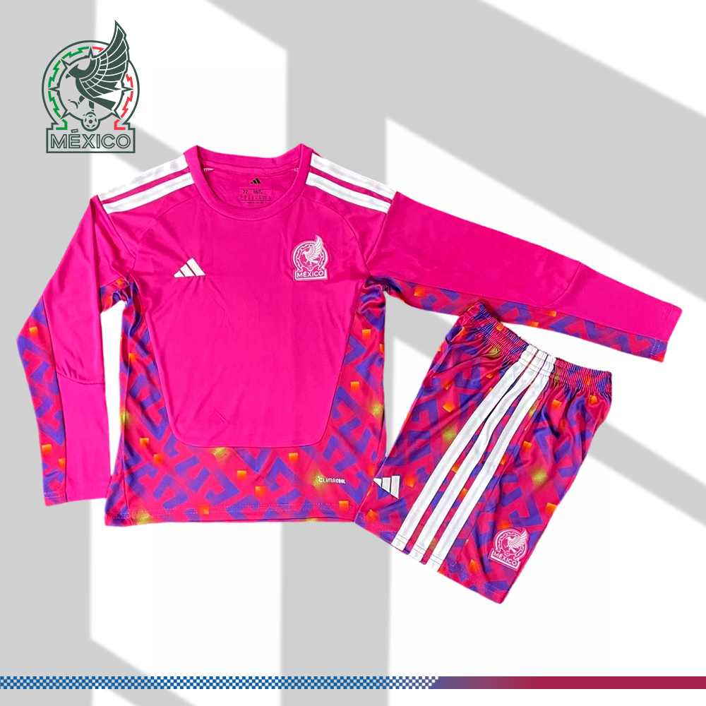 2026 Mexico Goalkeeper Long-sleeved Football Shirt （Kids Kit socks）