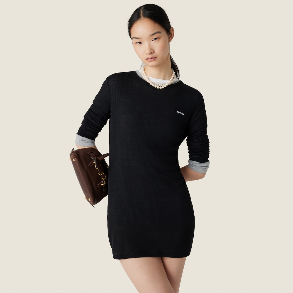 Ribbed knit jersey dress