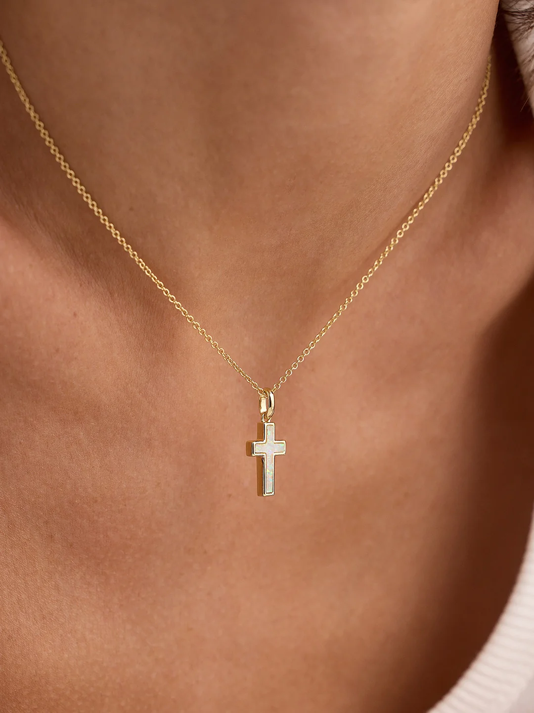 Cross Opal Necklace