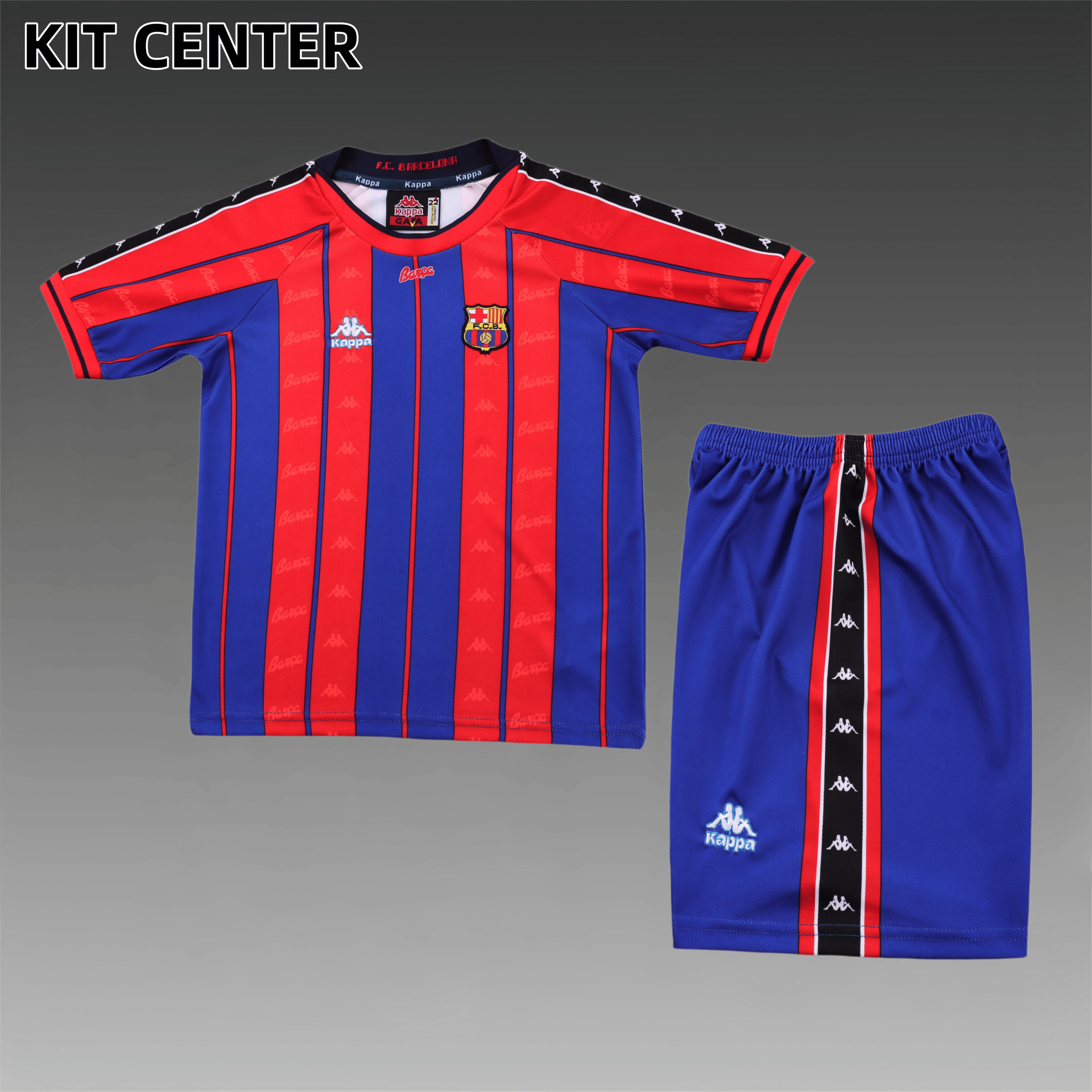 1997/1998 Barcelona home Retro Football Shirt (Kids Kit)