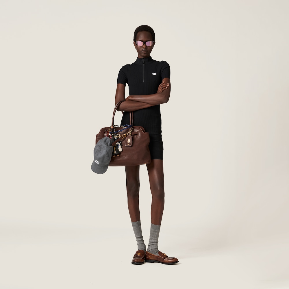 Viscose turtleneck mini-dress