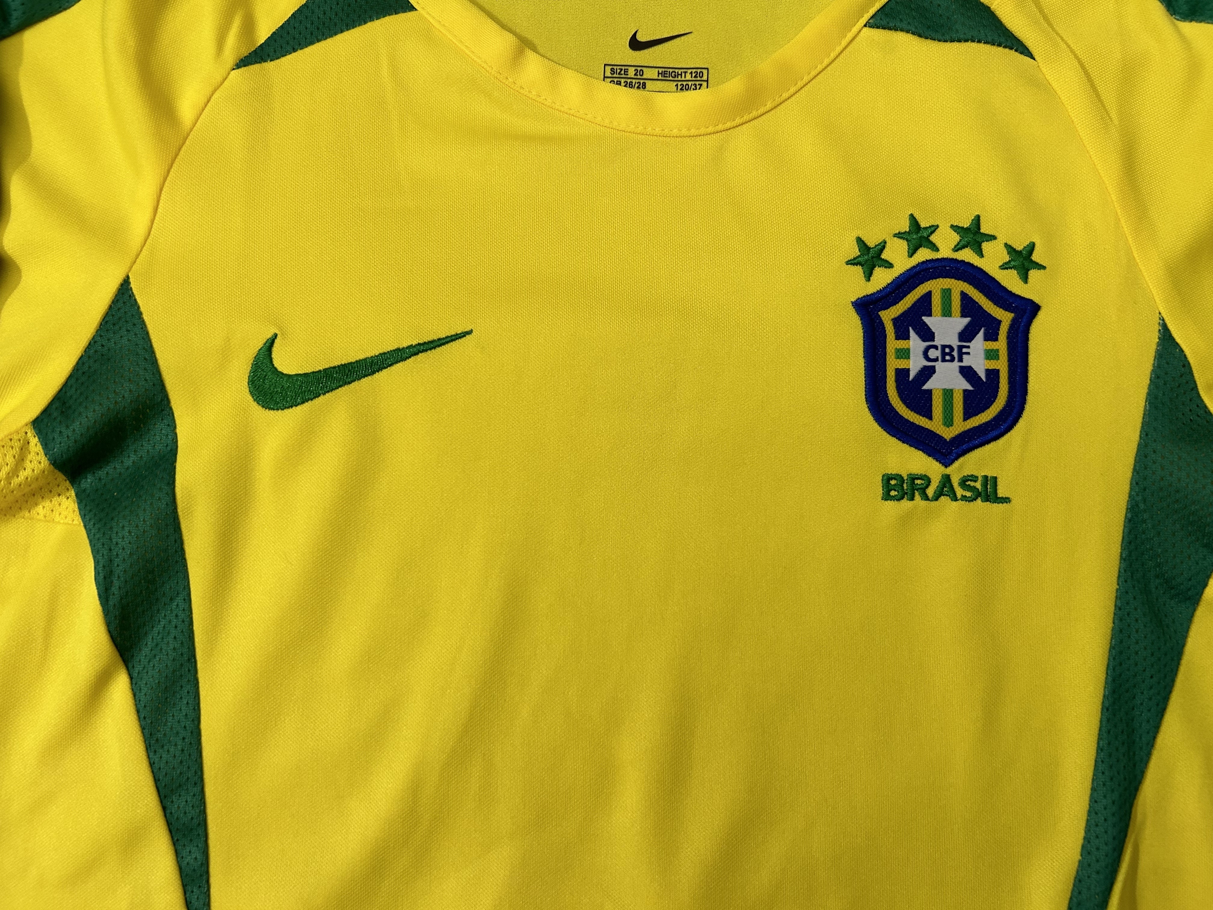 2002 Brazil home Retro long sleeves Kids Kit
