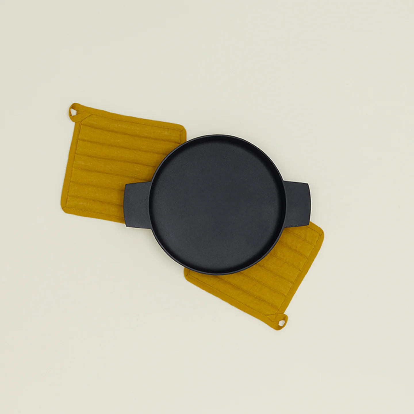 Simple Linen Pot Holders, Set of 2 - Mustard