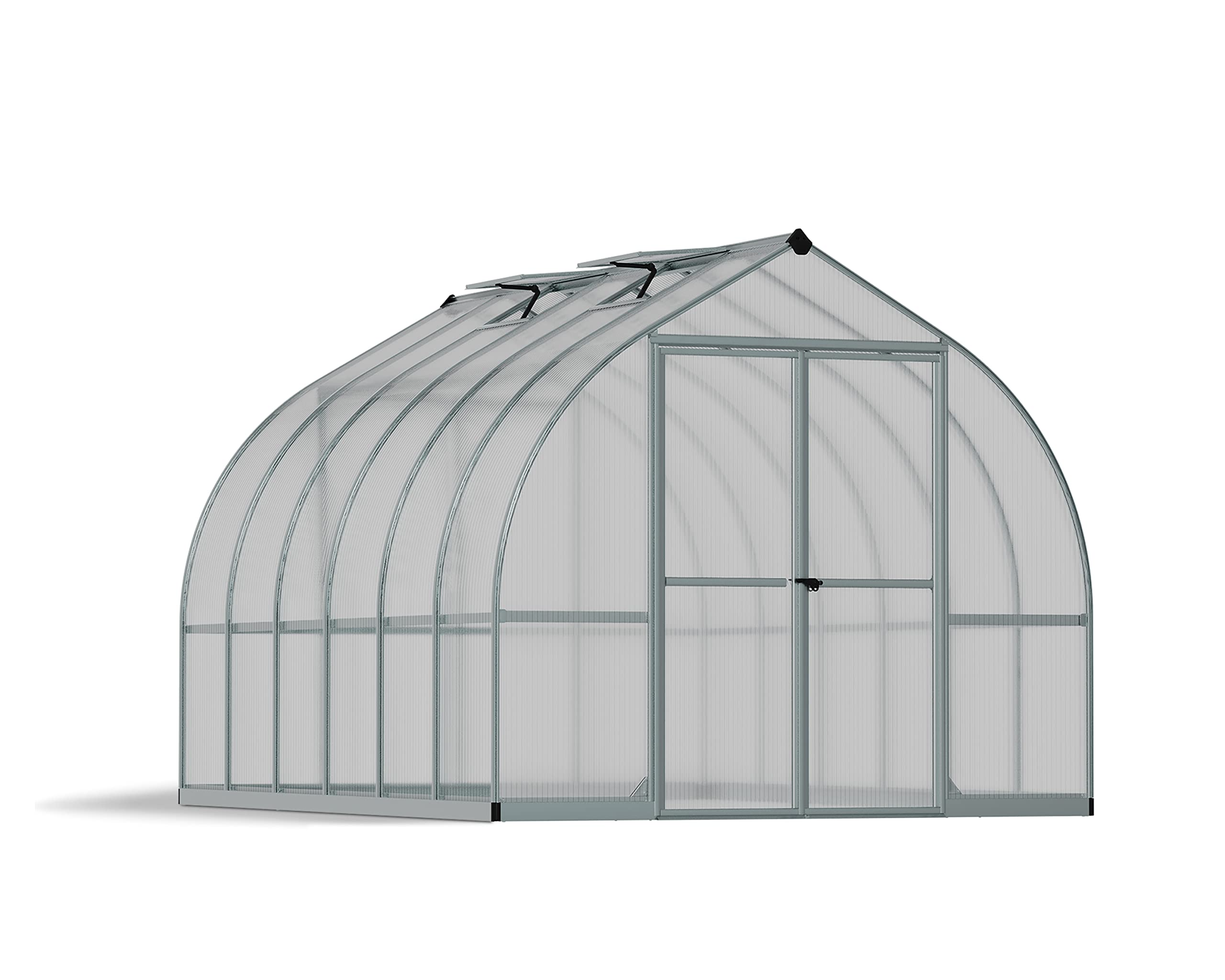 Bella Hobby Greenhouse, 8' x 12', Silver with Twin Wall Glazing