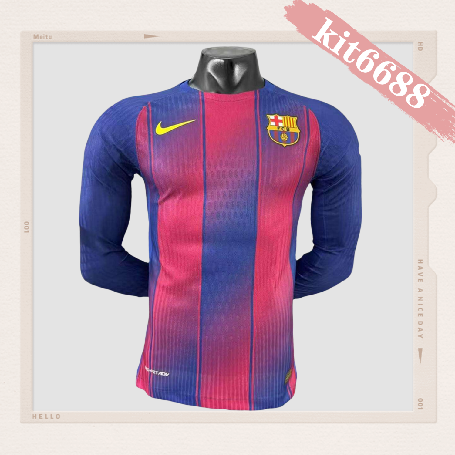 2025/2026 Barcelona Home long-sleeved blank version Football Shirt (Player Edition)