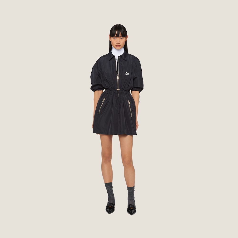 Technical silk mini-dress