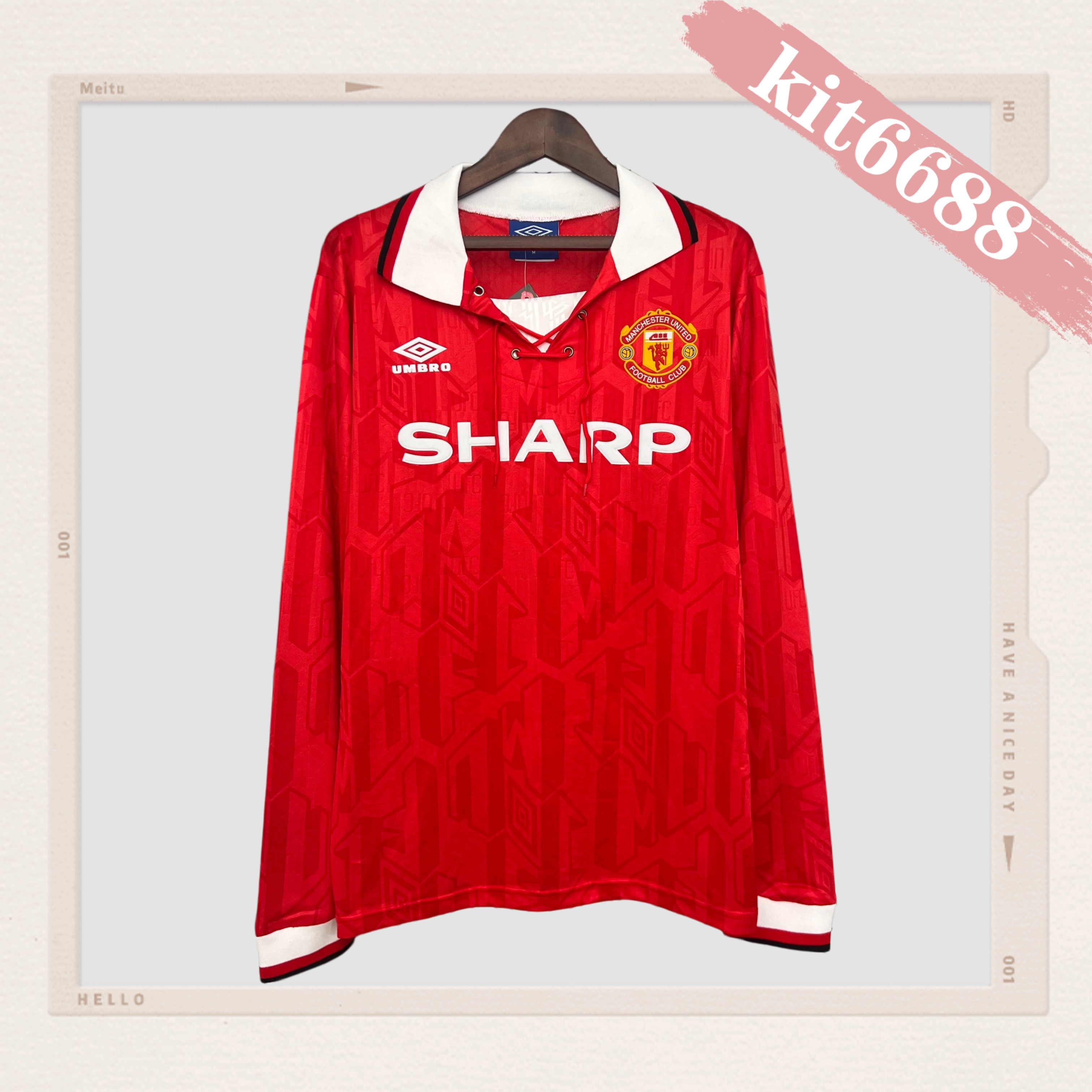92/94 Manchester United home long sleeved retro football jersey