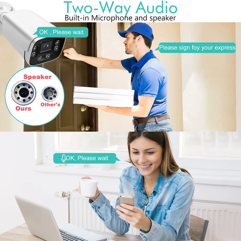 Gadinan 8MP POE Security Camera System Two Way Audio 10CH 8CH 4CH NVR Kit CCTV Outdoor IP Camera H.265 Video Surveillance Set