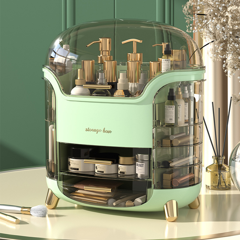 Cosmetics Storage Box, Beauty Large-Capacity Desktop Skin Care Product Compartment Storage Box, Lipstick Powder Brush Dust-Proof Storage Rack
