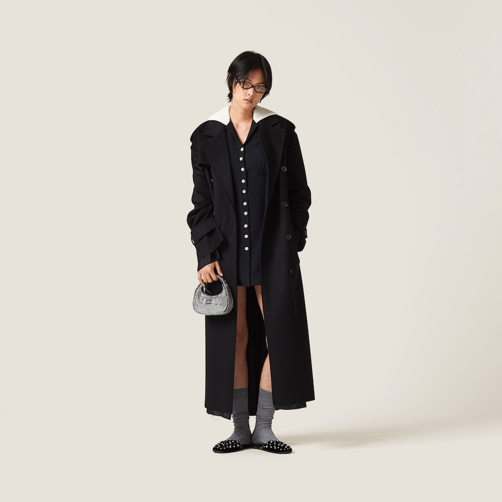 Double-breasted velour coat