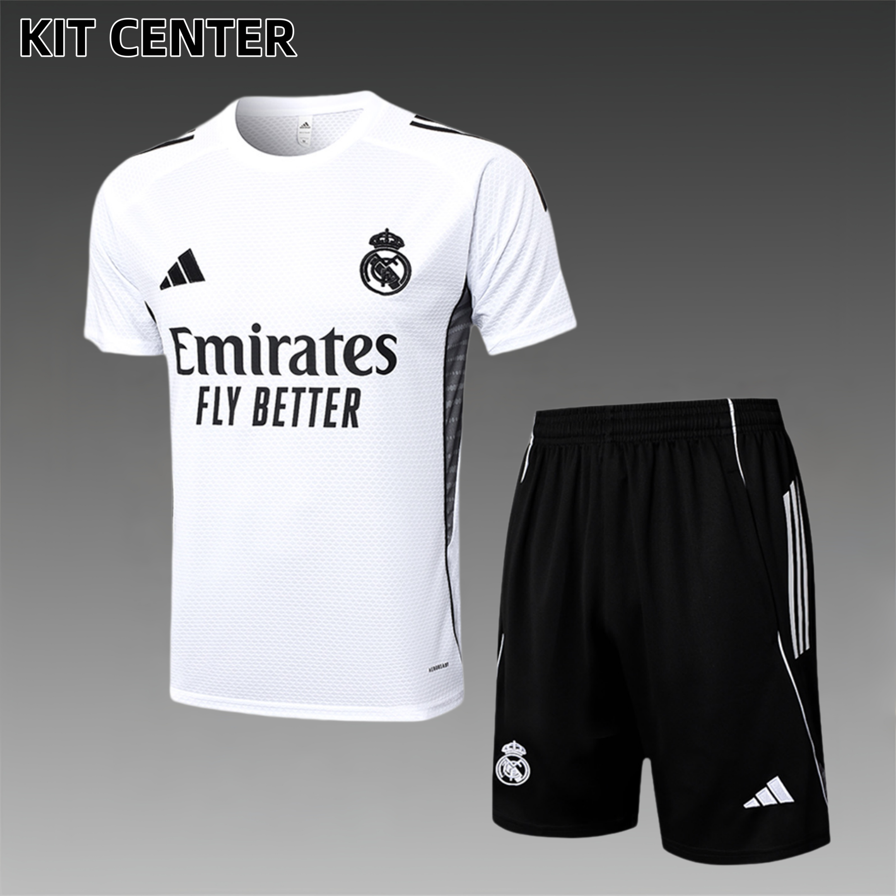 2025/2026 Real Madrid White Adult Short Sleeve Training Suit (Adult Kids Kit)