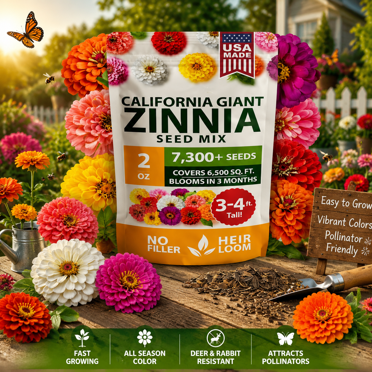 🔥HOT SALE 49% OFF-Zinnia Seeds - Pure Seeds - No Filler - USA Heirloom Flower Seeds