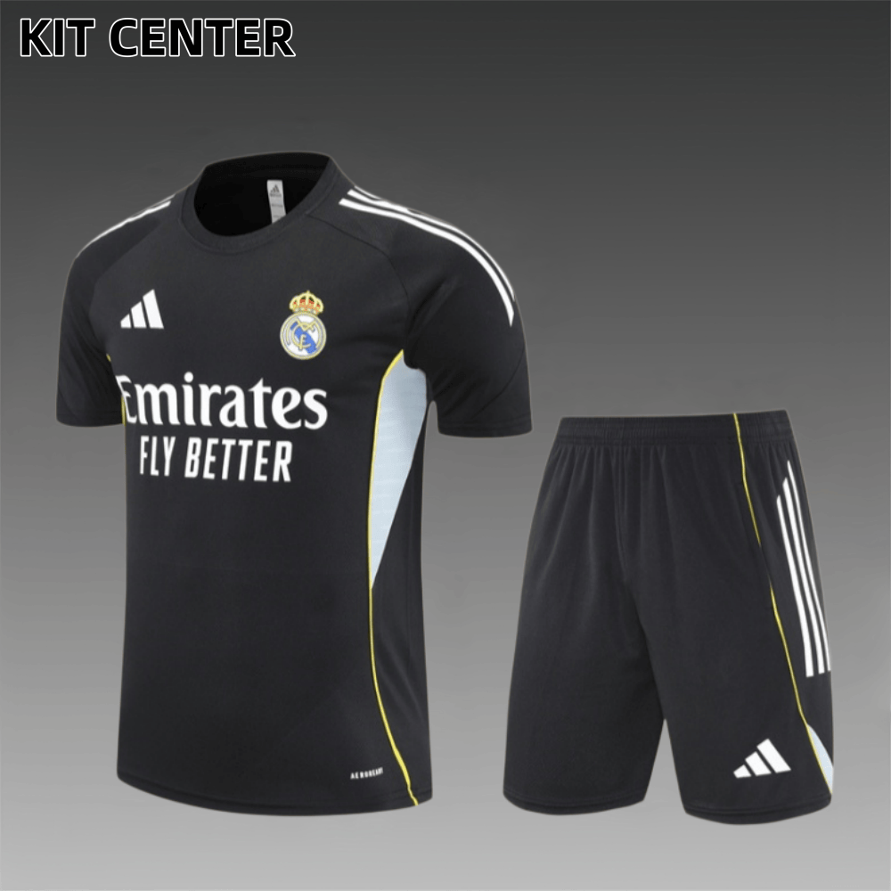 25/26 Real Madrid black ShortSleeve Training Wear ( Adult kit Kids )
