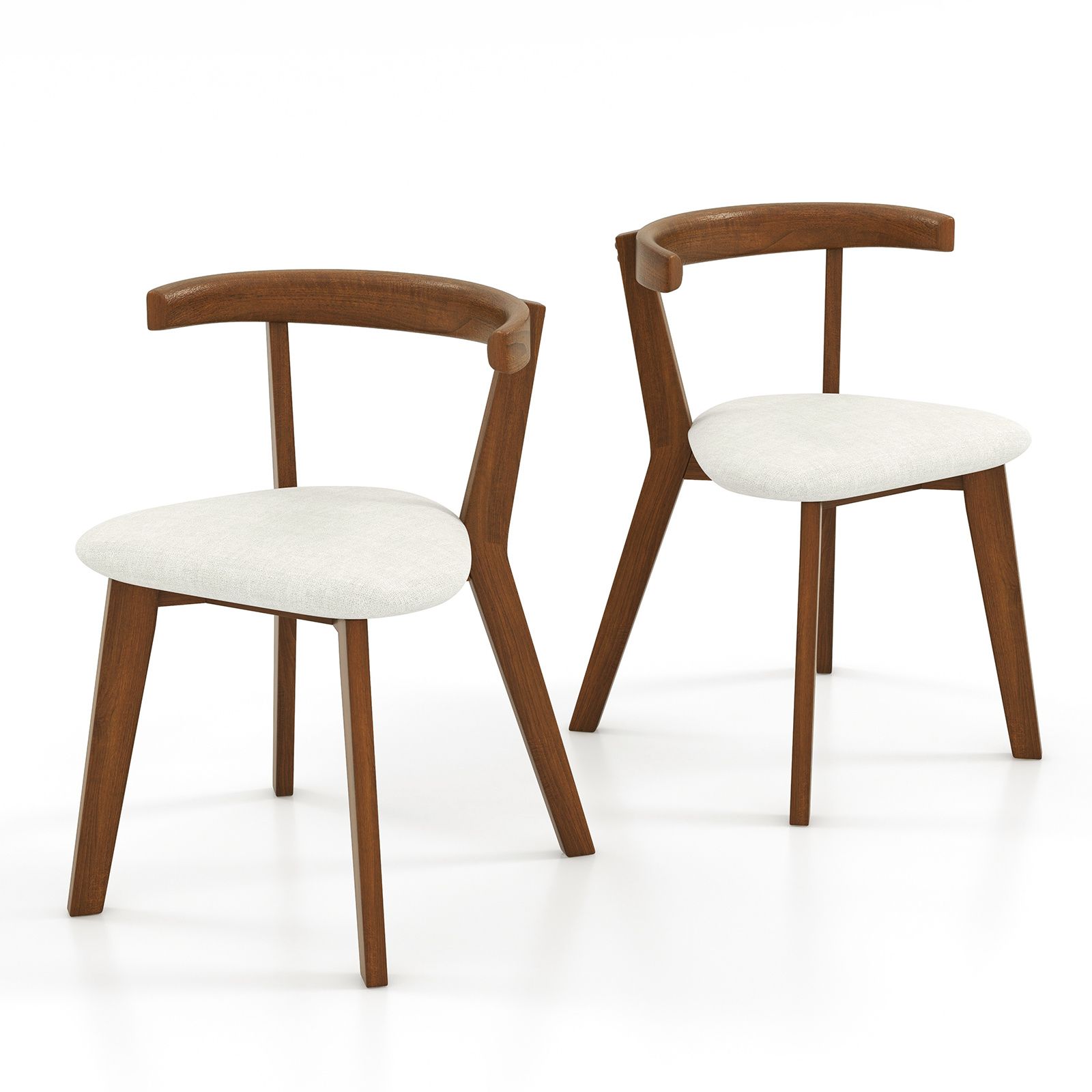 Multifunctional Wooden Dining Chair Set (2/4 pieces) - Space-saving hanging cushioned seat with curved backrest, armless rustic style living room dining chair