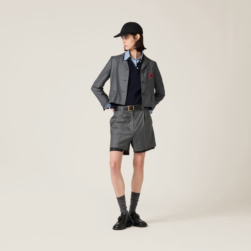 Single-breasted grisaille jacket with logo