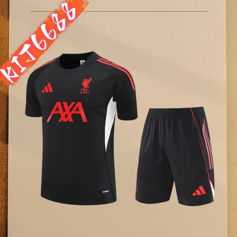 25/26 Liverpool black Short Sleeve Training Wear ( Adult kit Kids )