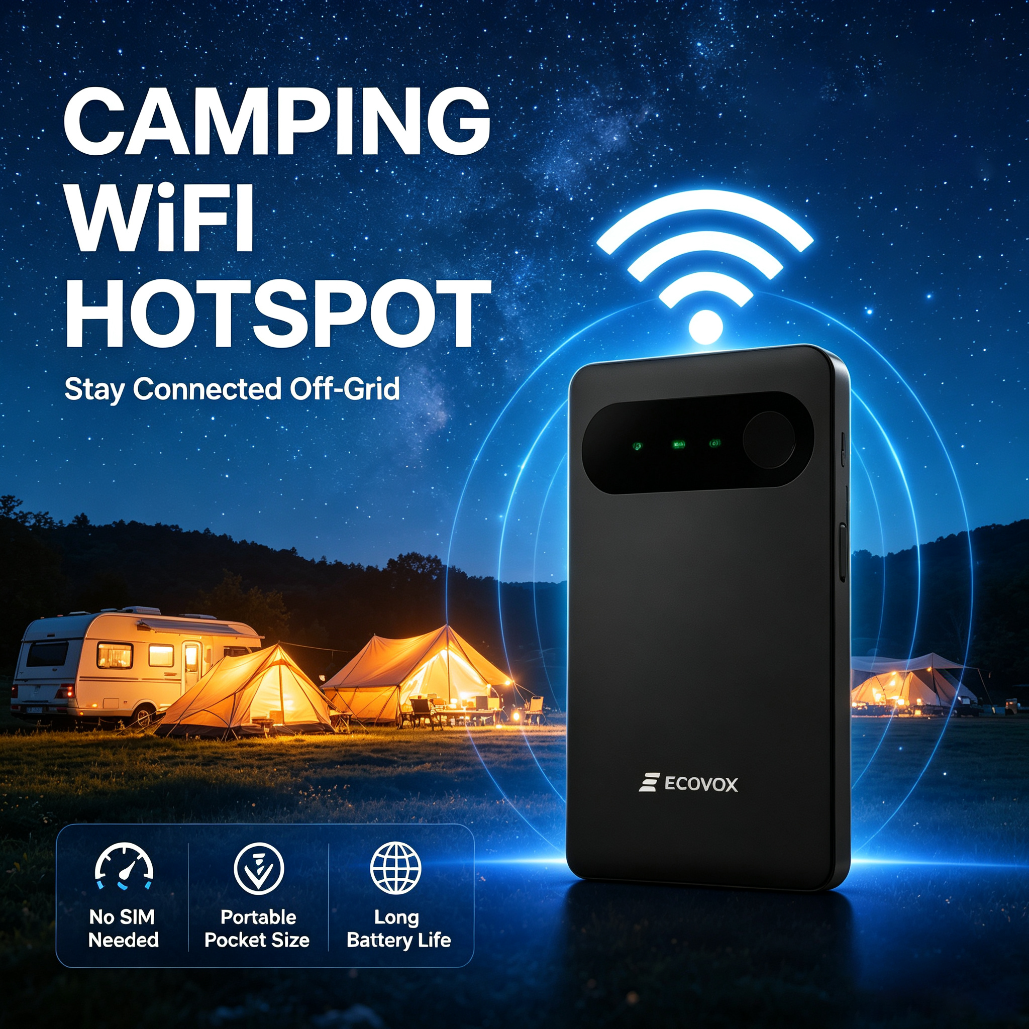 ECOVOX Smart 4G Wi-Fi Hotspot | Travel-Friendly Mobile Router for Fast Connections