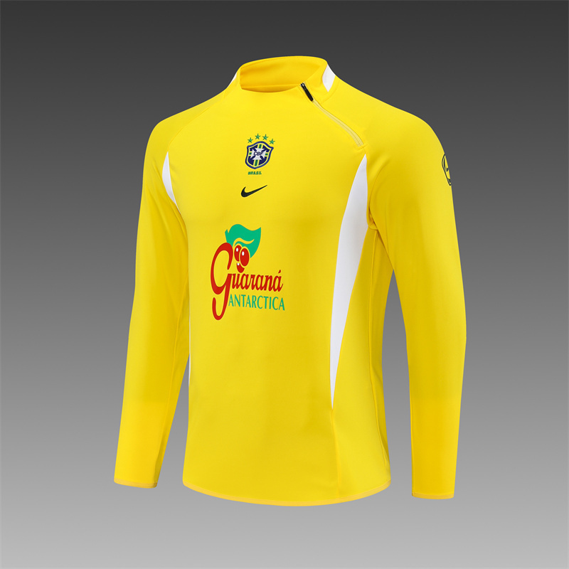 2002 Brazilian Retro Adult Half Pull Training Uniform Yellow