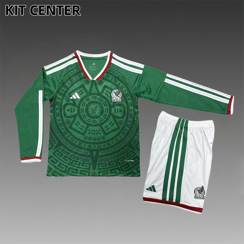 2026 Mexico Home Long-sleeved Football Shirt （Kids Kit socks）