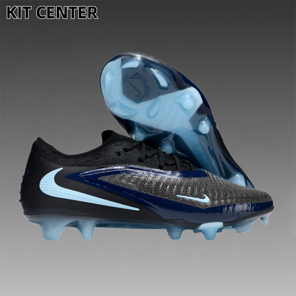 N Phantom 6 Elite Low Cut FG Shadow - Black/Ice Blue