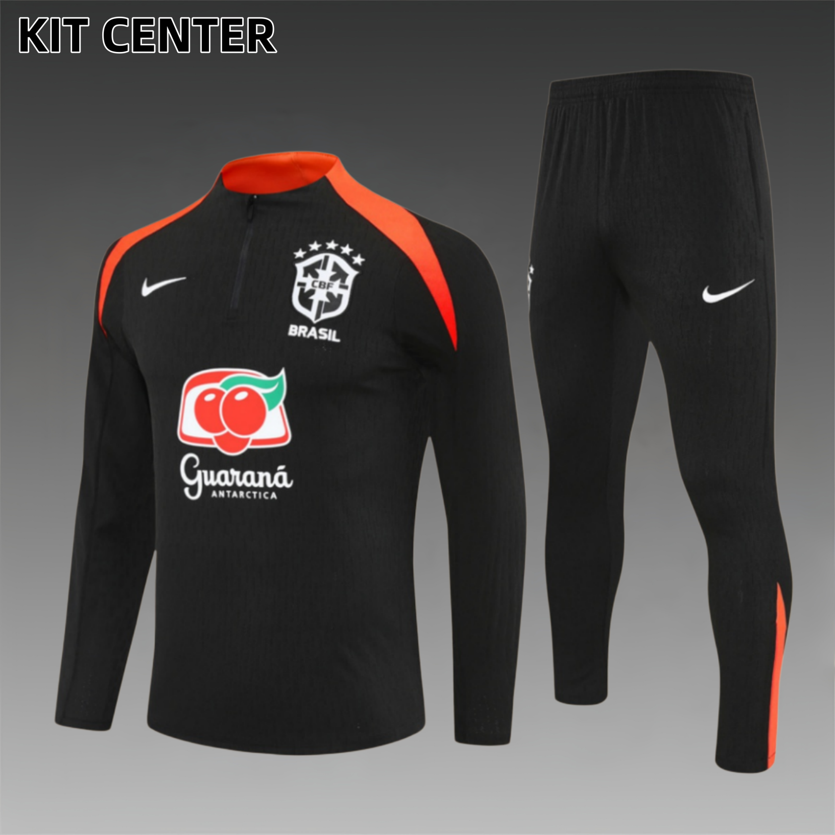 25/26 Brazil black Half Zip Training Kit (Adult Kids Kit)