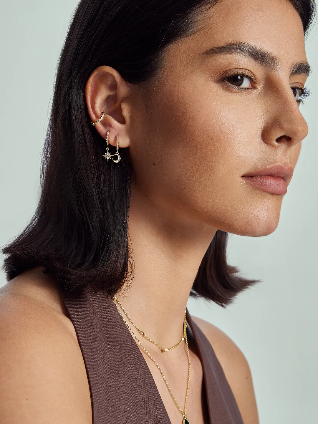 Pave Star & Moon Drops