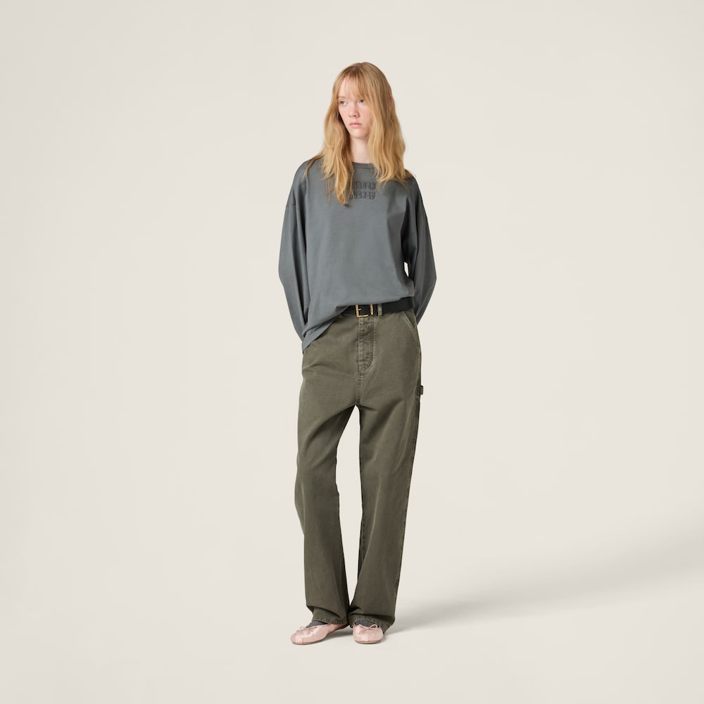 Garment-dyed long-sleeved jersey T-shirt