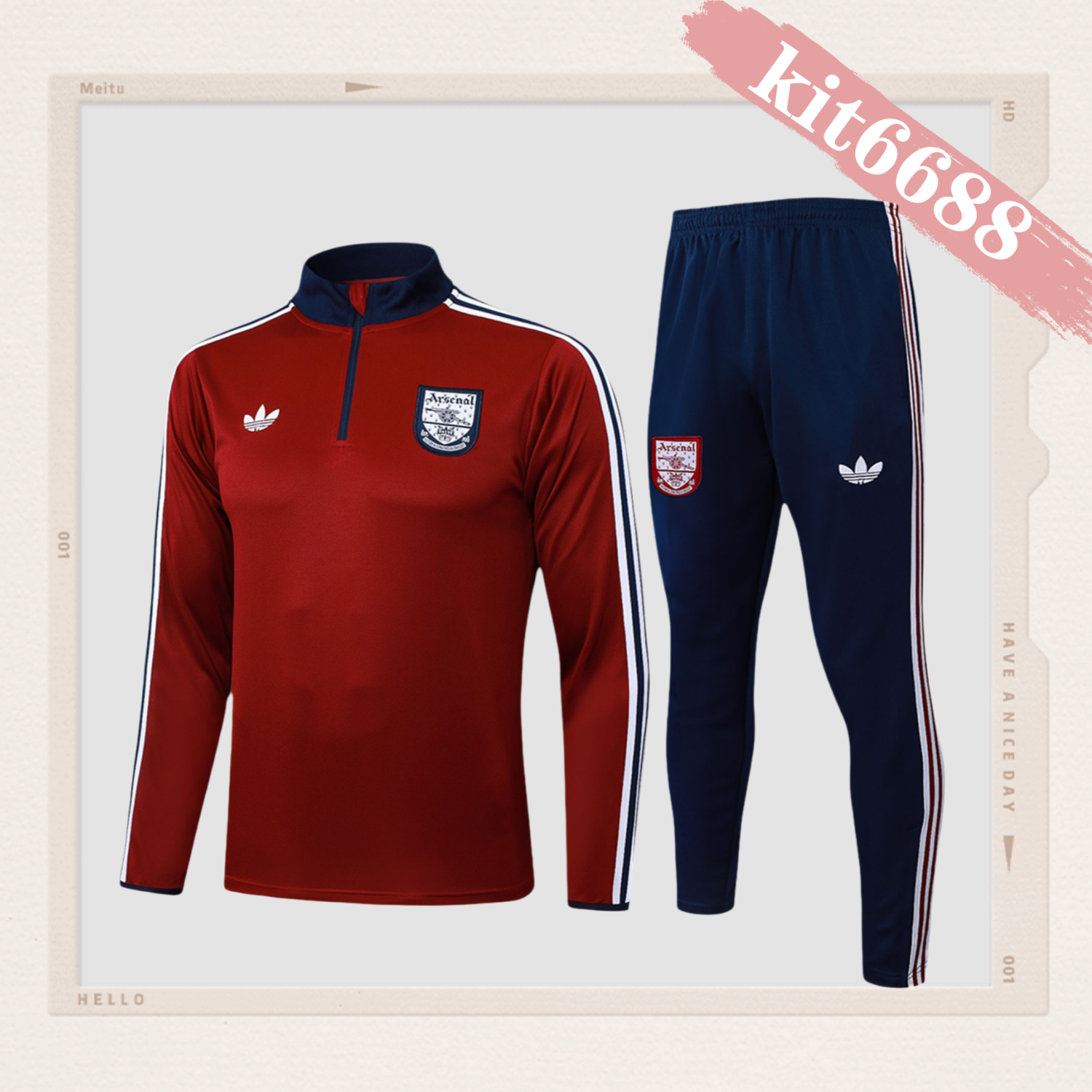 2025/2026 Arsenal Burgundy Kids Half Zip Training Clothes (Kids Kit)