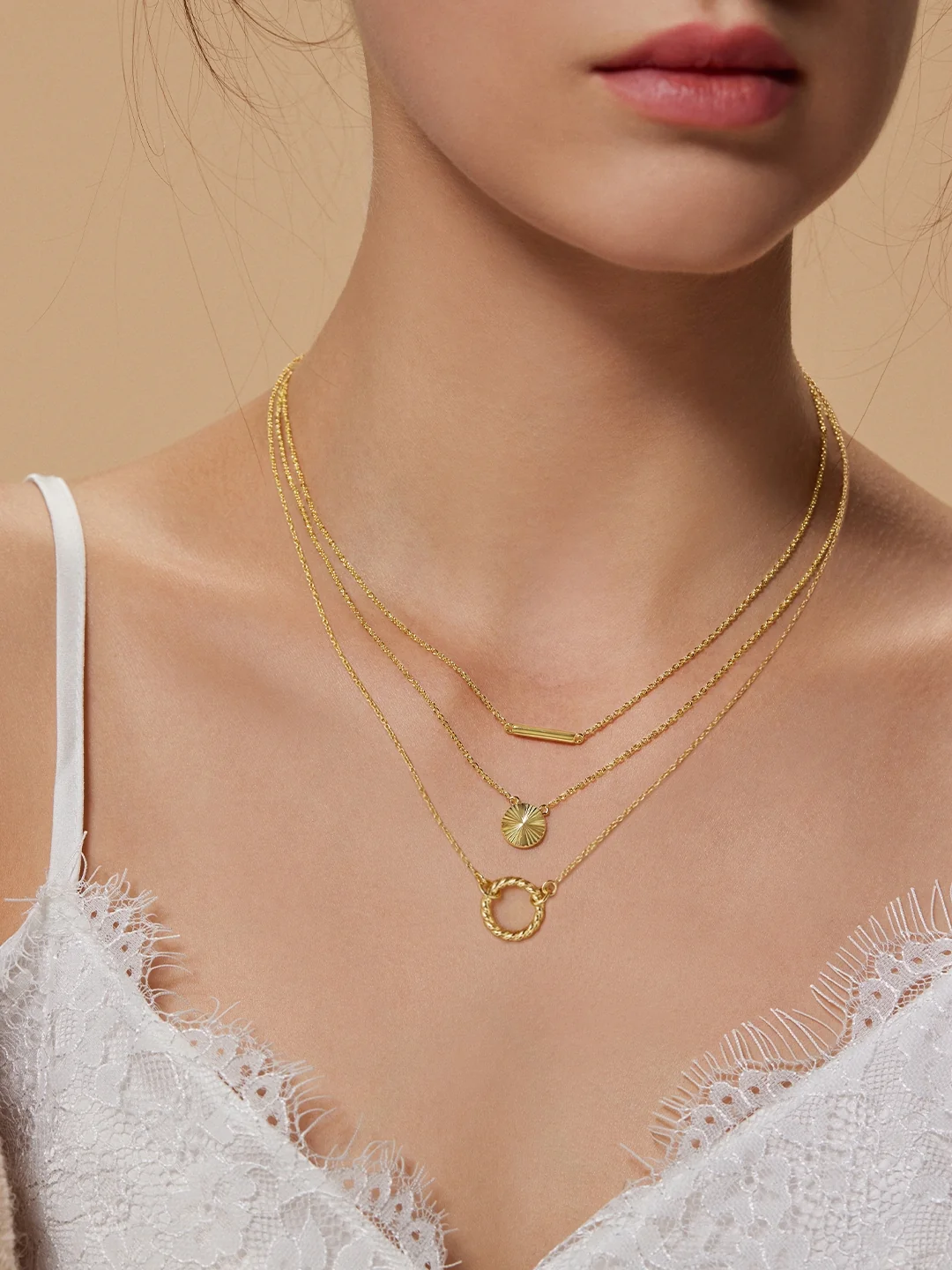 Circular & Bar Layered Necklaces