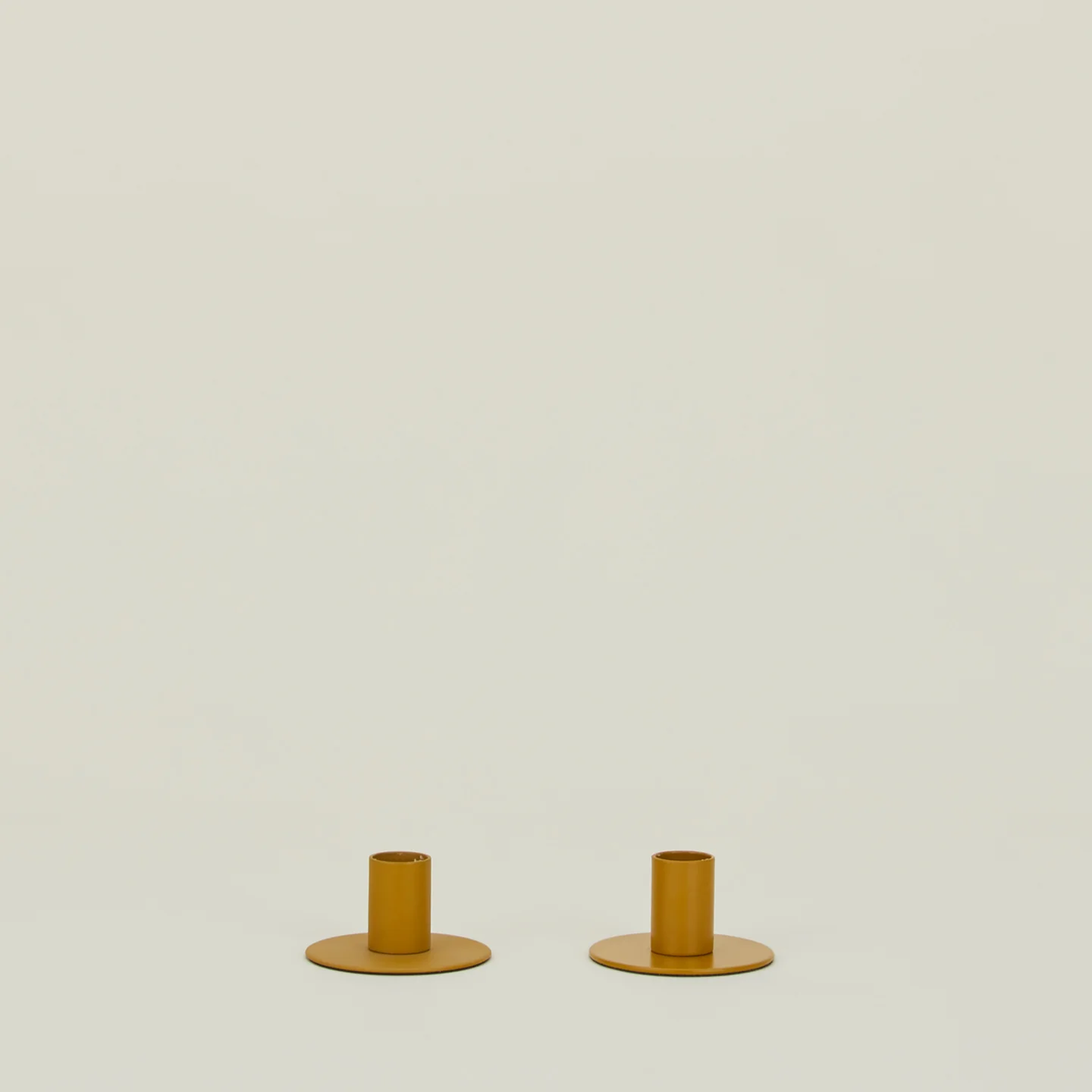 Essential Metal Candle Holders, Set of 2 - Mustard