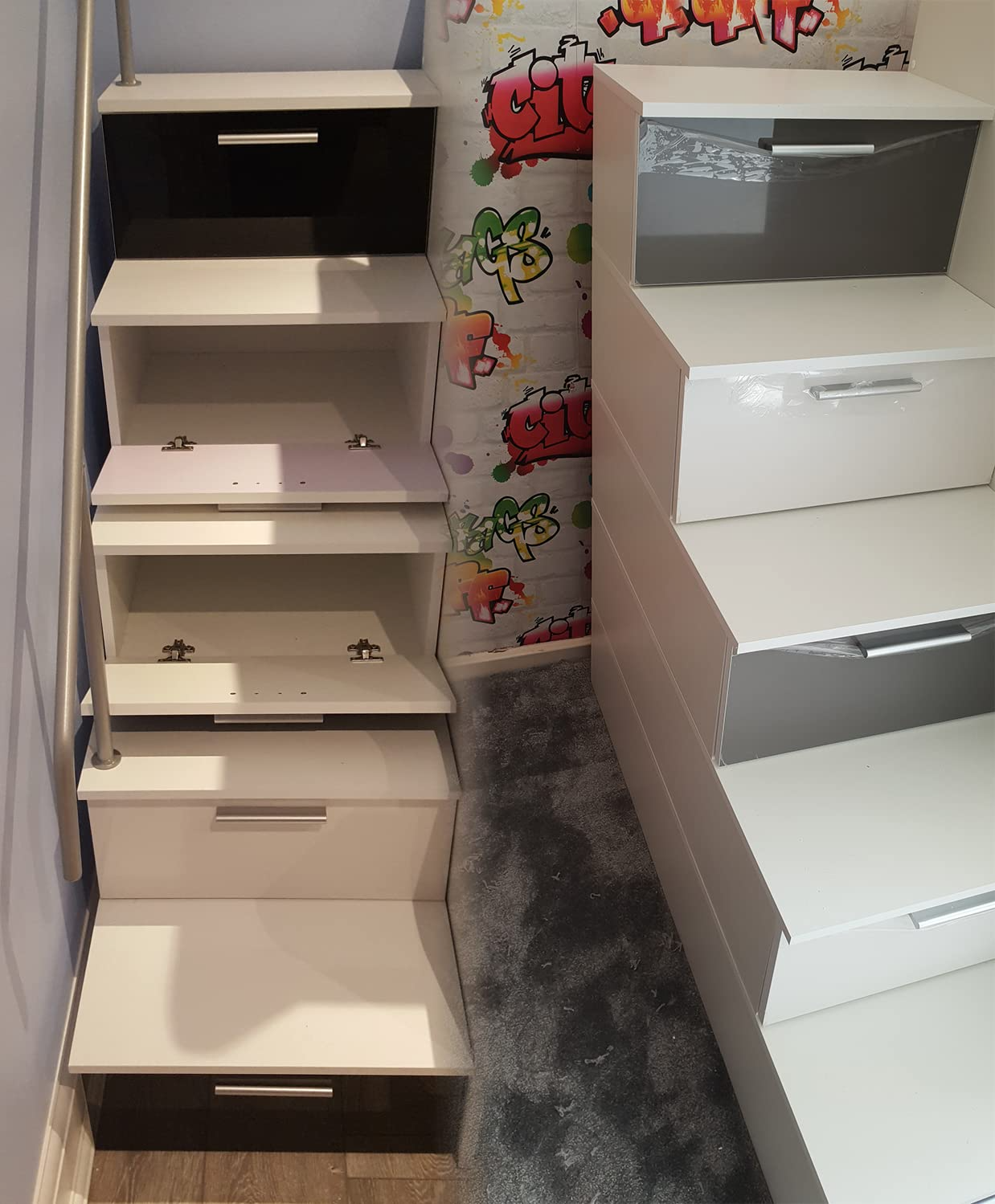 Modern Double Triple Bunk Bed Cabin Bed Storage High Sleeper Bed Mattresses Included Stairs