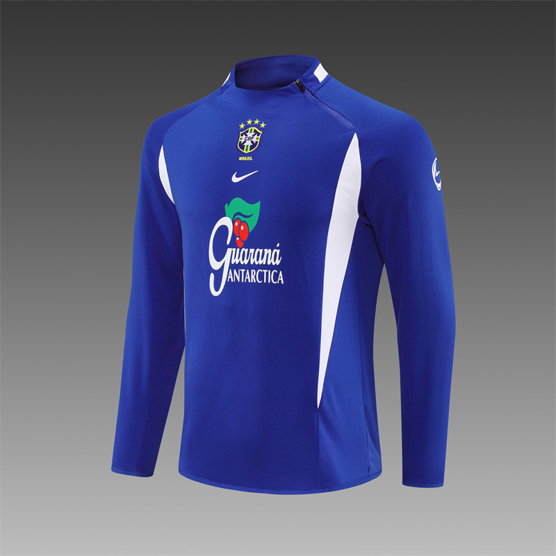 2002 Brazil Retro Adult Half Pull Training Uniform variegated blue