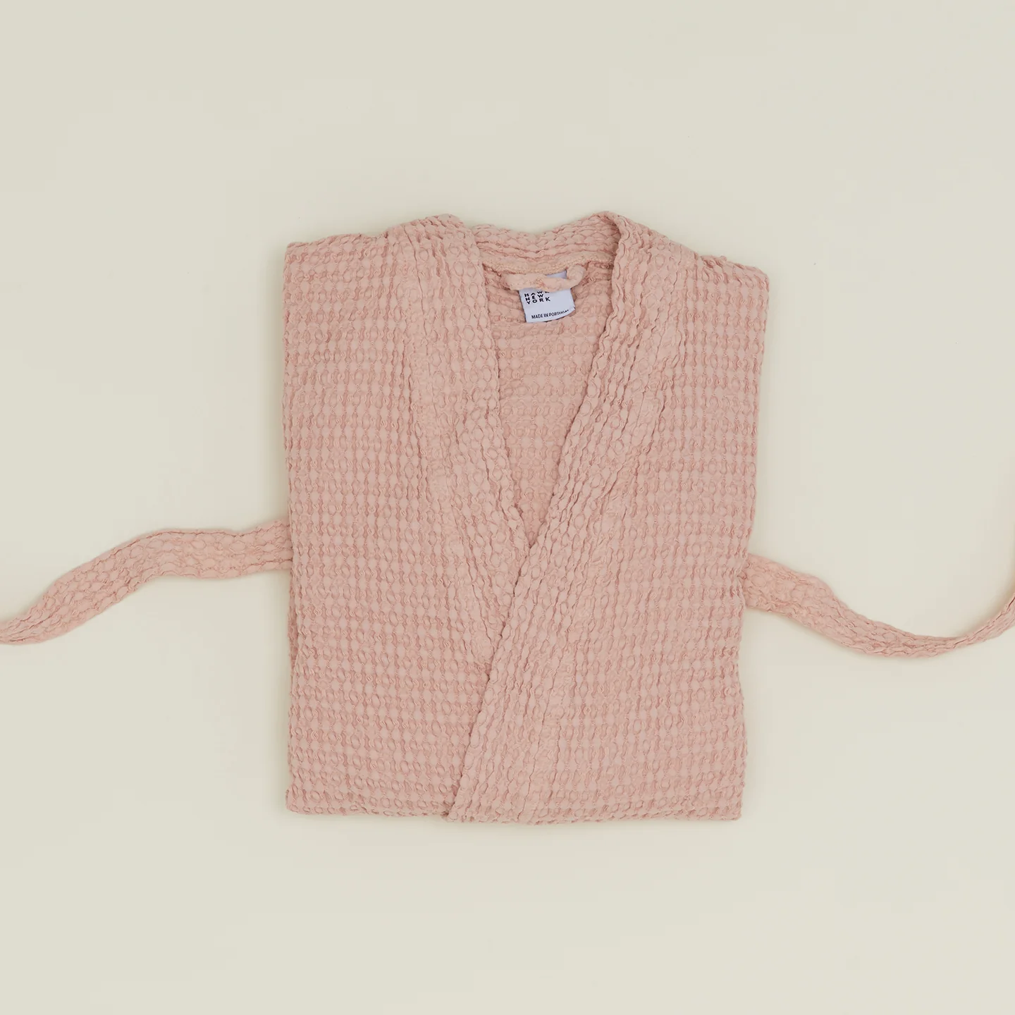 Simple Waffle Bathrobe - Blush