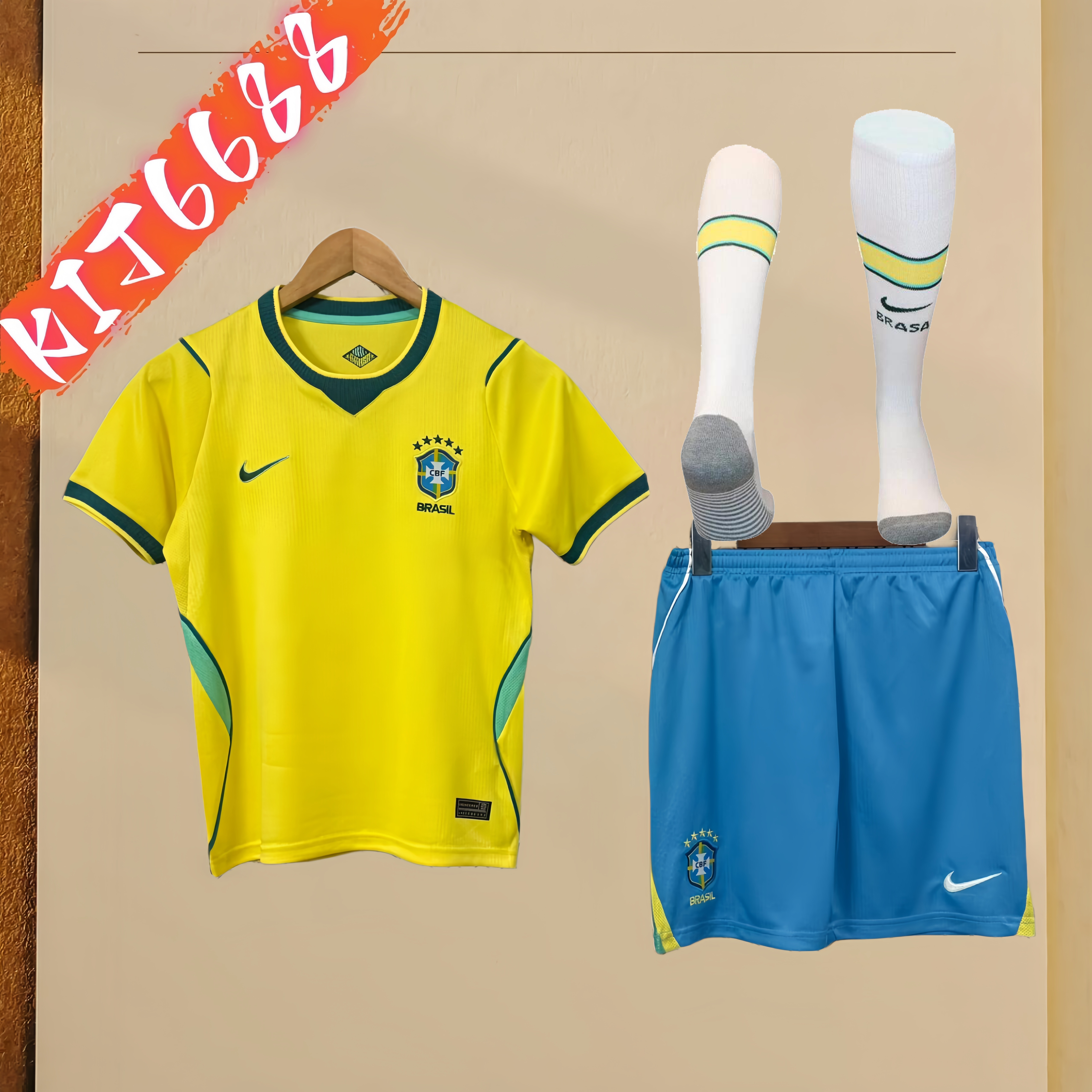 26/27 Brazil home  Football Shirt Adult Kids Kit socks