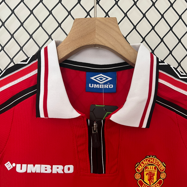 98/99 Manchester United home ground Retro Football Soccer Kids Kit