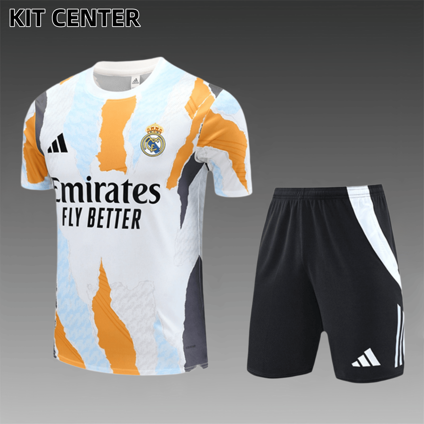 2024/2025 Real Madrid Yellow Short Sleeve Training Jersey for Kids (Kids Kit)