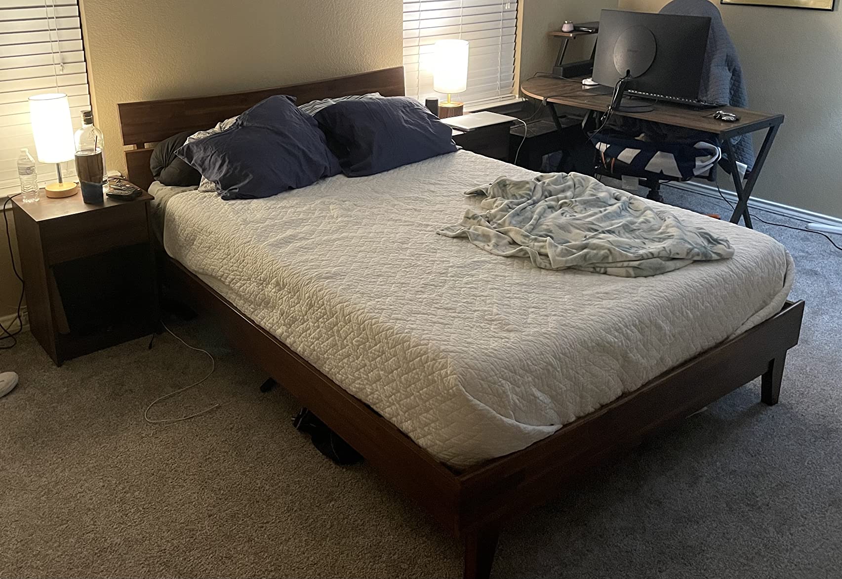 Acacia Aurora 14 Inch Wood Platform Bed, Bed Frame with Headboard, King Size
