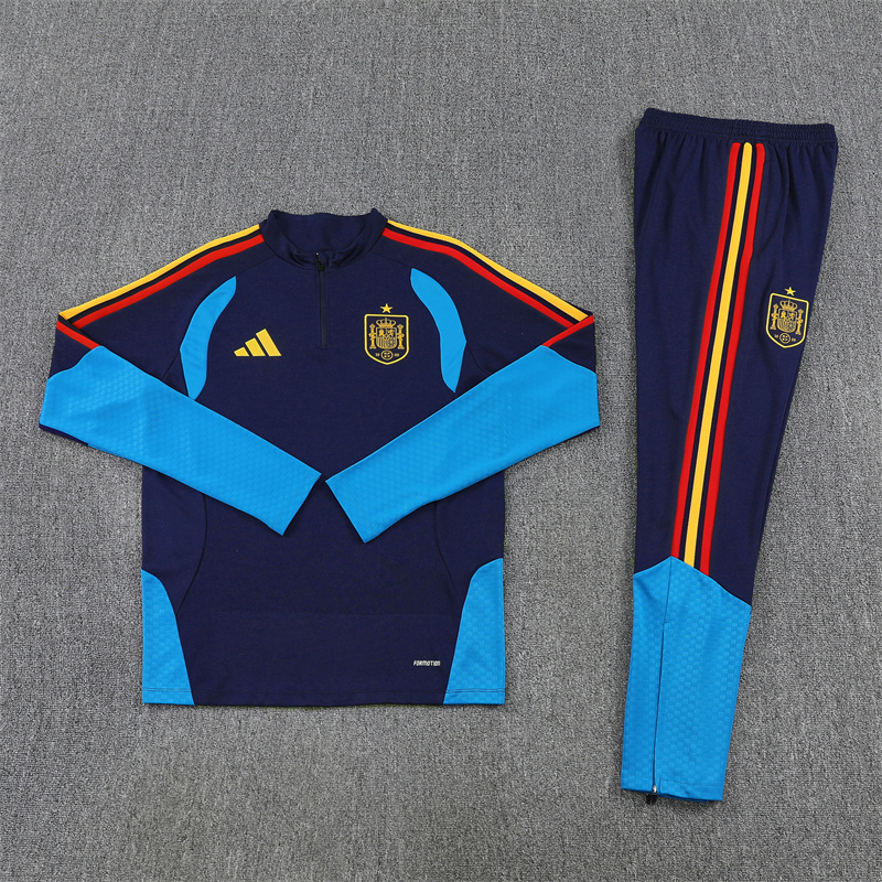 26/27 Spain royal blue Half Zip Training Kit (Adult Kids Kit)